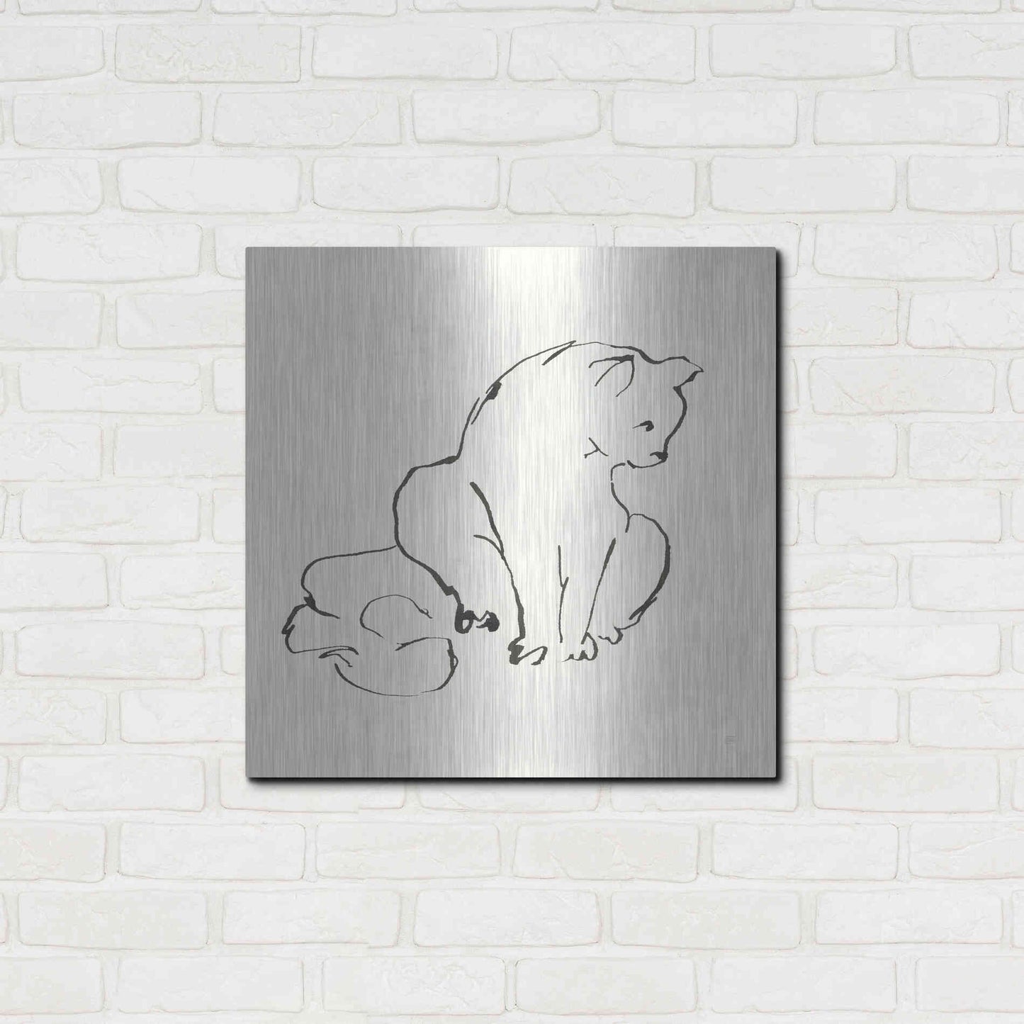Luxe Metal Art 'Line Kitten II' by Chris Paschke, Metal Wall Art,24x24