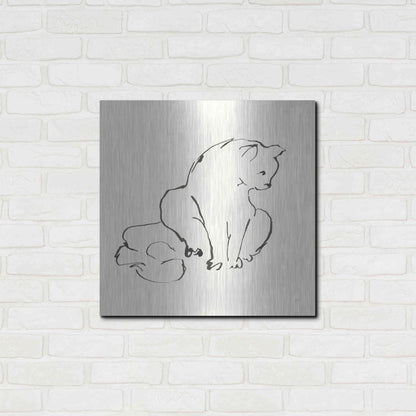Luxe Metal Art 'Line Kitten II' by Chris Paschke, Metal Wall Art,24x24