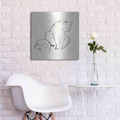 Luxe Metal Art 'Line Kitten II' by Chris Paschke, Metal Wall Art,24x24