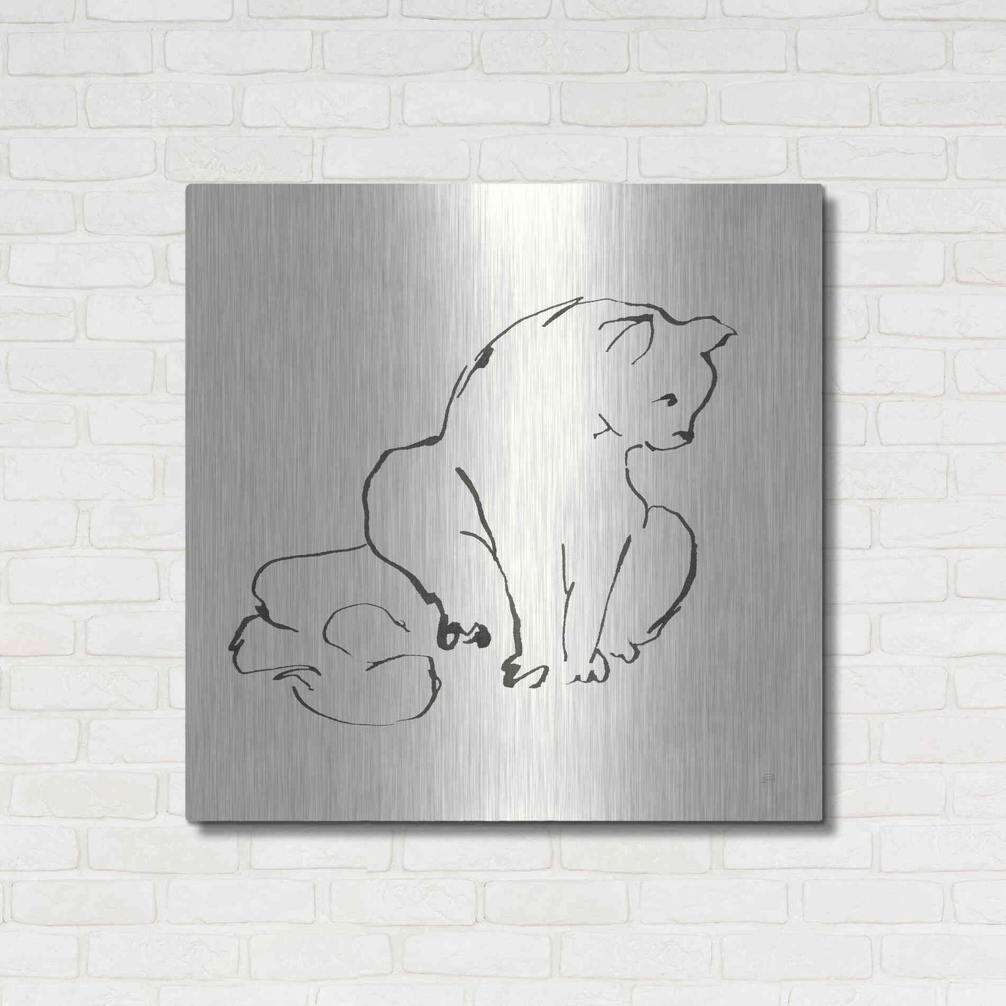 Luxe Metal Art 'Line Kitten II' by Chris Paschke, Metal Wall Art,36x36