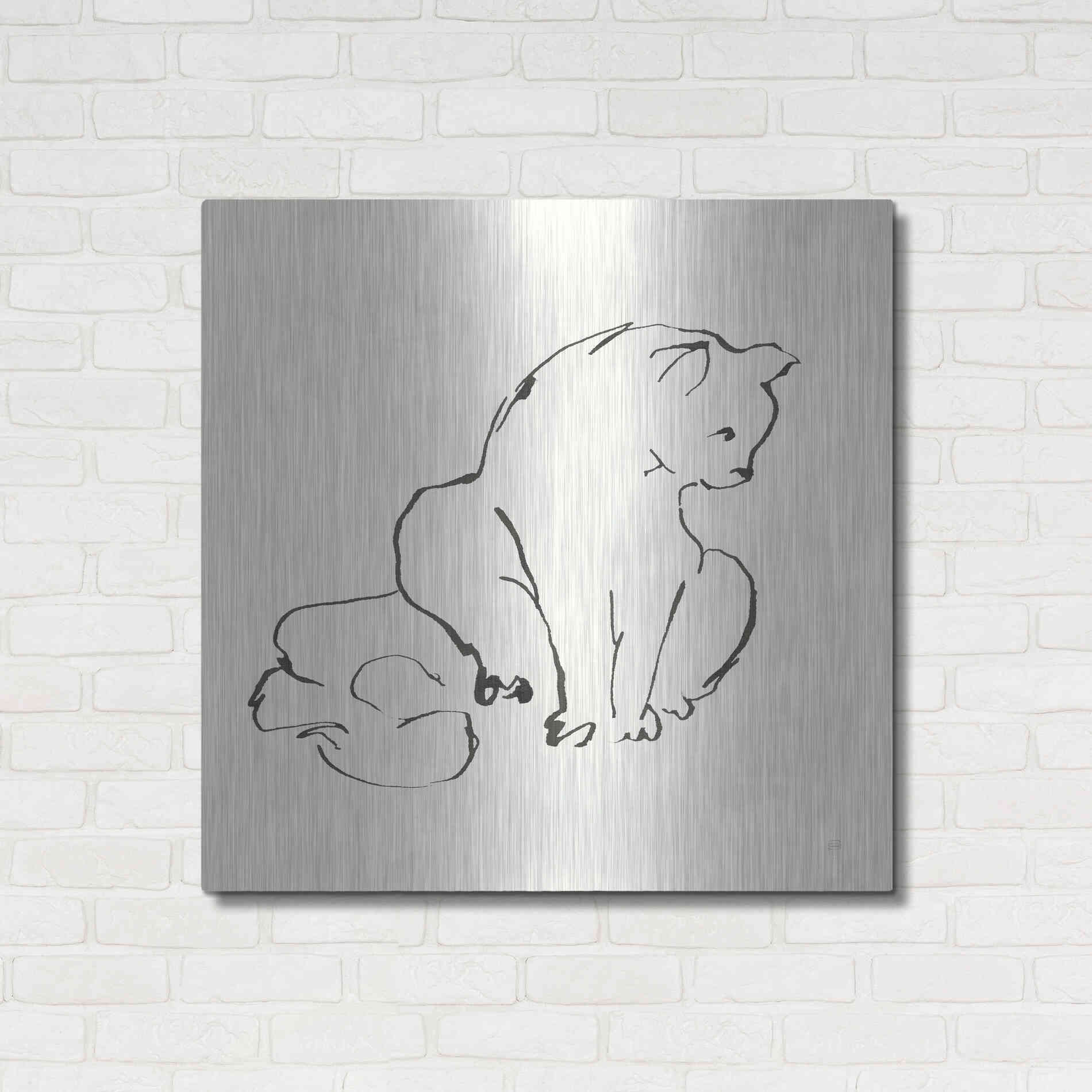 Luxe Metal Art 'Line Kitten II' by Chris Paschke, Metal Wall Art,36x36