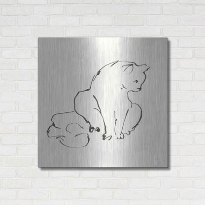 Luxe Metal Art 'Line Kitten II' by Chris Paschke, Metal Wall Art,36x36
