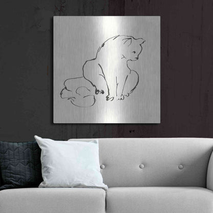 Luxe Metal Art 'Line Kitten II' by Chris Paschke, Metal Wall Art,36x36