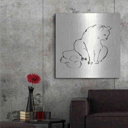 Luxe Metal Art 'Line Kitten II' by Chris Paschke, Metal Wall Art,36x36
