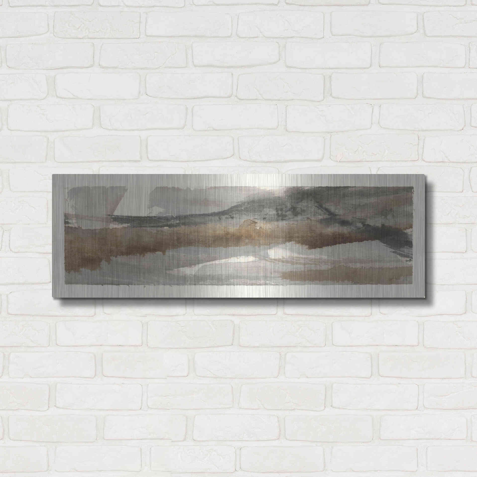 Luxe Metal Art 'Brushscape I' by Chris Paschke, Metal Wall Art,36x12