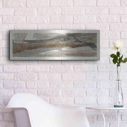 Luxe Metal Art 'Brushscape I' by Chris Paschke, Metal Wall Art,36x12