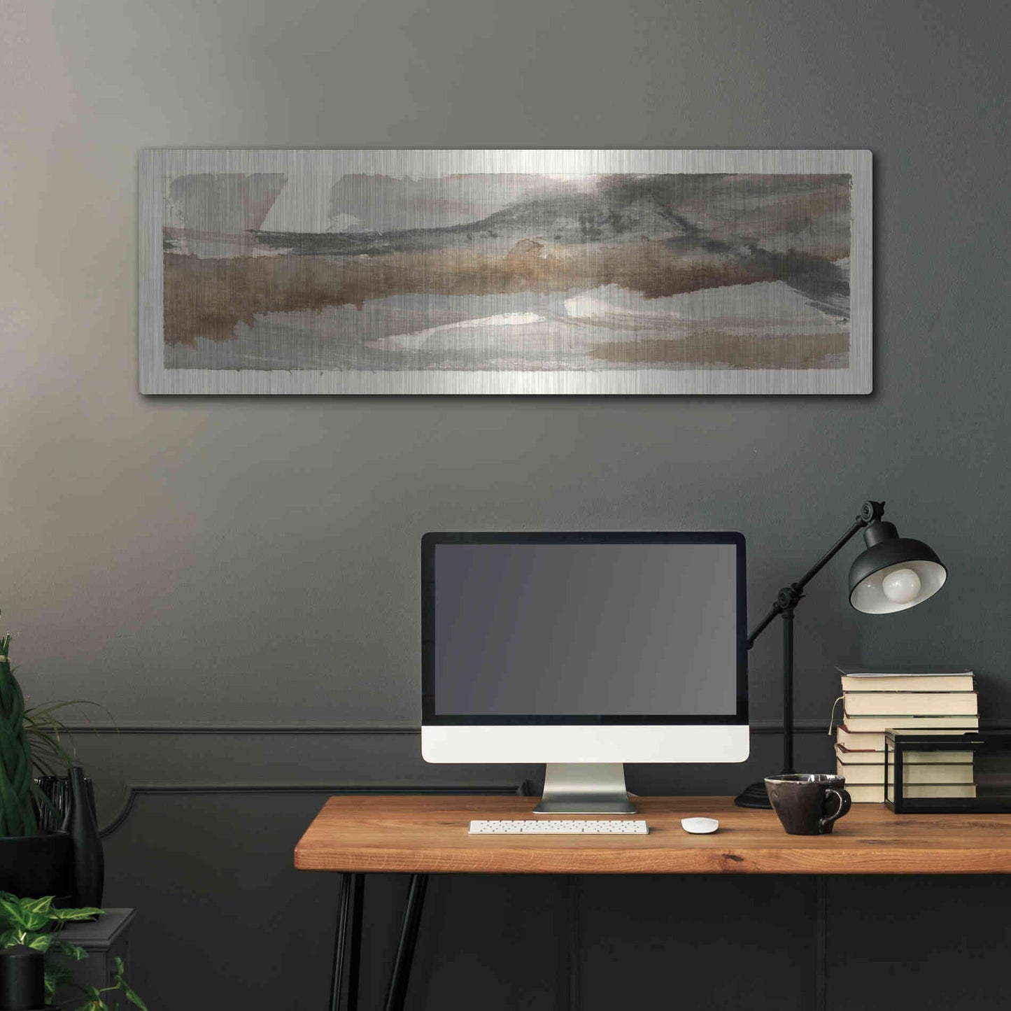 Luxe Metal Art 'Brushscape I' by Chris Paschke, Metal Wall Art,48x16