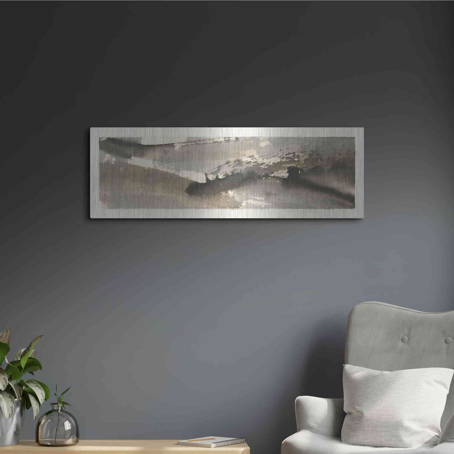 Luxe Metal Art 'Brushscape II' by Chris Paschke, Metal Wall Art,36x12