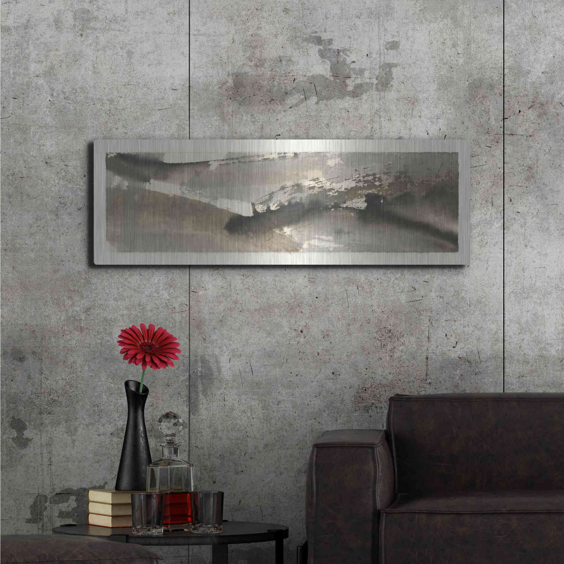 Luxe Metal Art 'Brushscape II' by Chris Paschke, Metal Wall Art,48x16