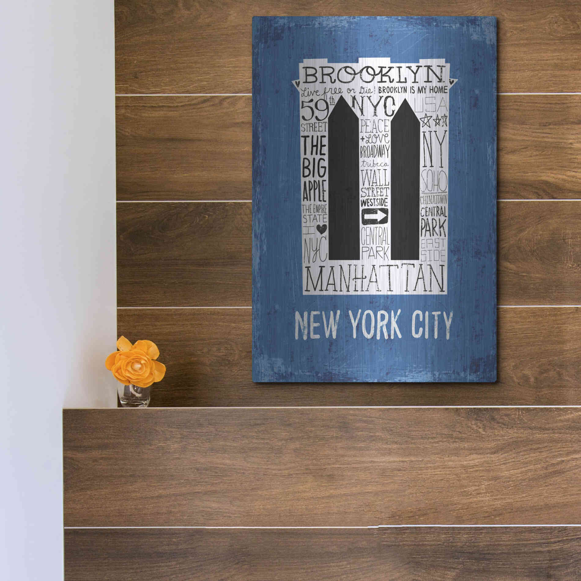 Luxe Metal Art 'Iconic NYC V' by Michael Mullan, Metal Wall Art,12x16