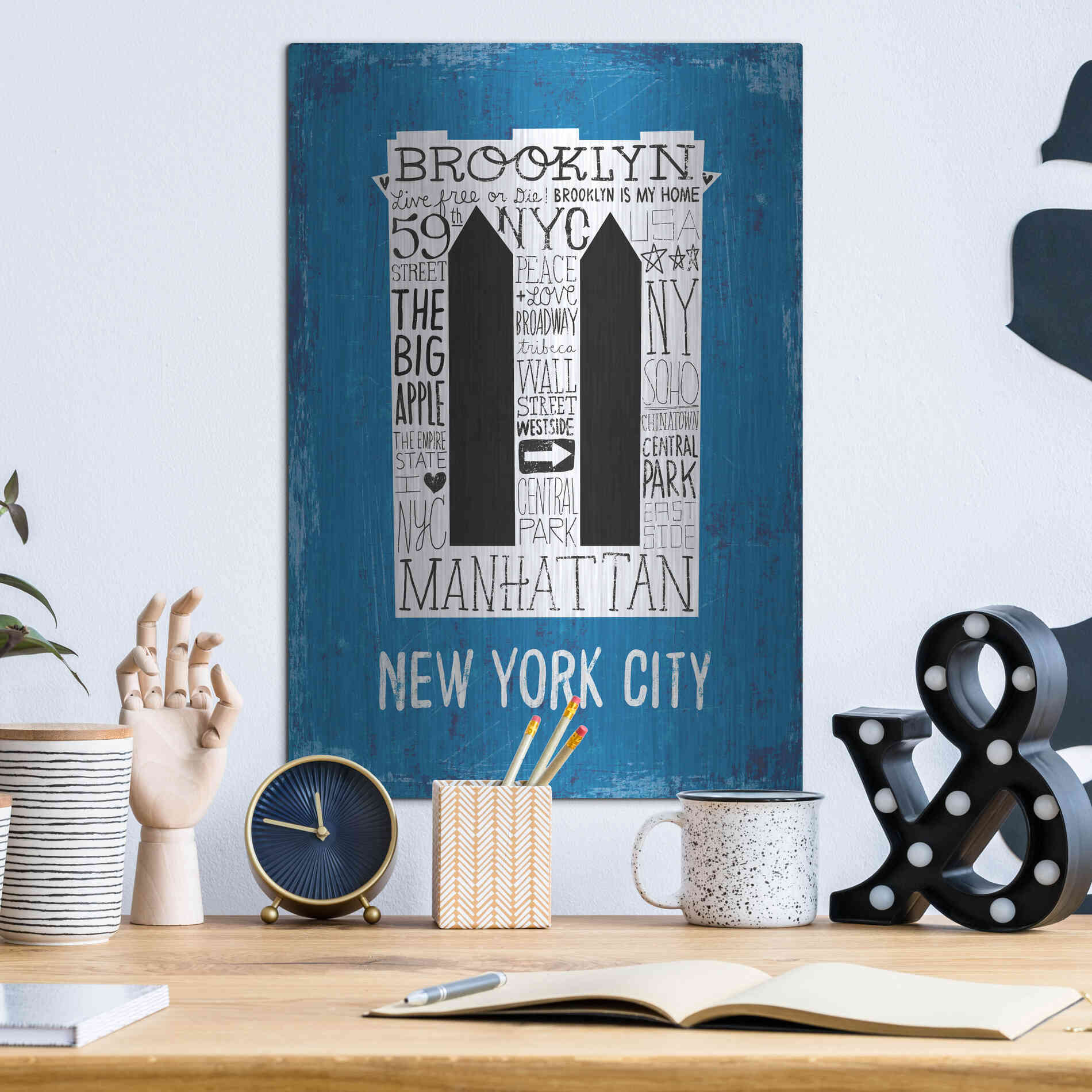 Luxe Metal Art 'Iconic NYC V' by Michael Mullan, Metal Wall Art,12x16
