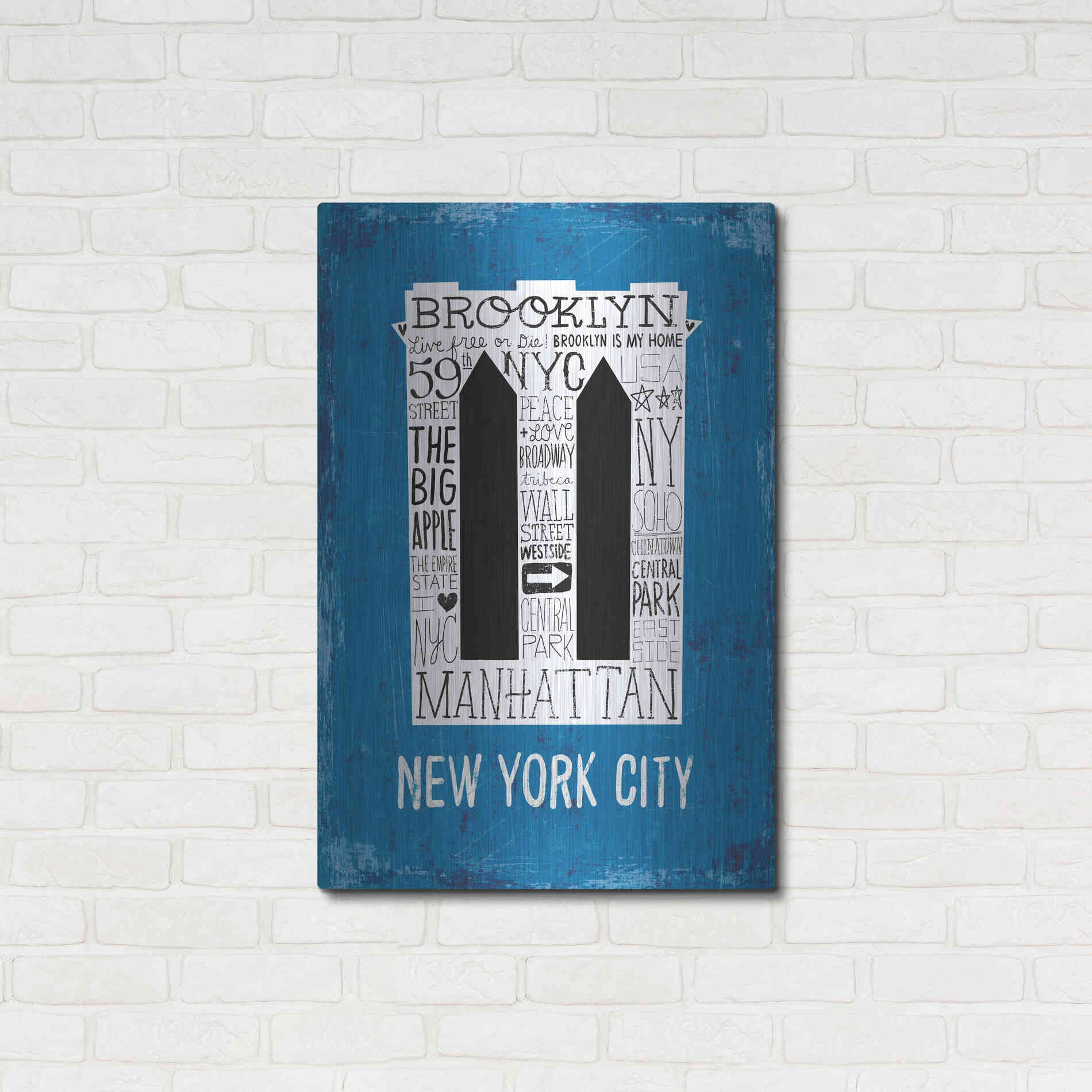 Luxe Metal Art 'Iconic NYC V' by Michael Mullan, Metal Wall Art,24x36