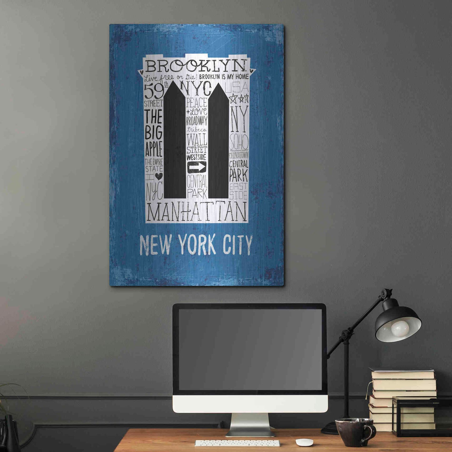 Luxe Metal Art 'Iconic NYC V' by Michael Mullan, Metal Wall Art,24x36