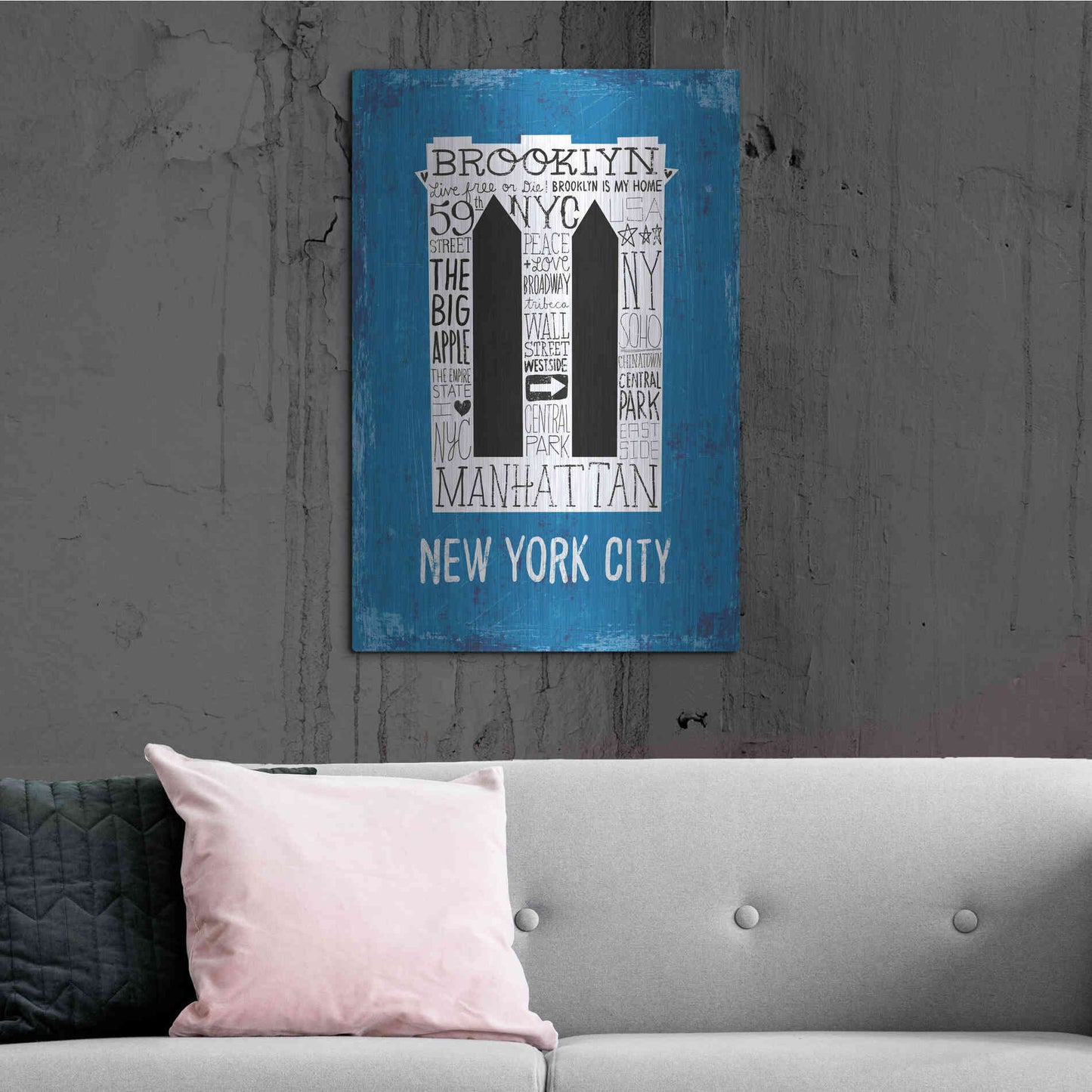 Luxe Metal Art 'Iconic NYC V' by Michael Mullan, Metal Wall Art,24x36