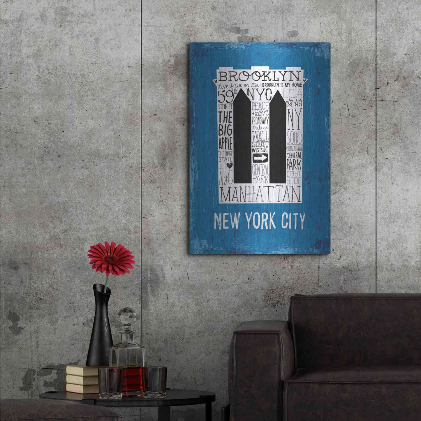 Luxe Metal Art 'Iconic NYC V' by Michael Mullan, Metal Wall Art,24x36
