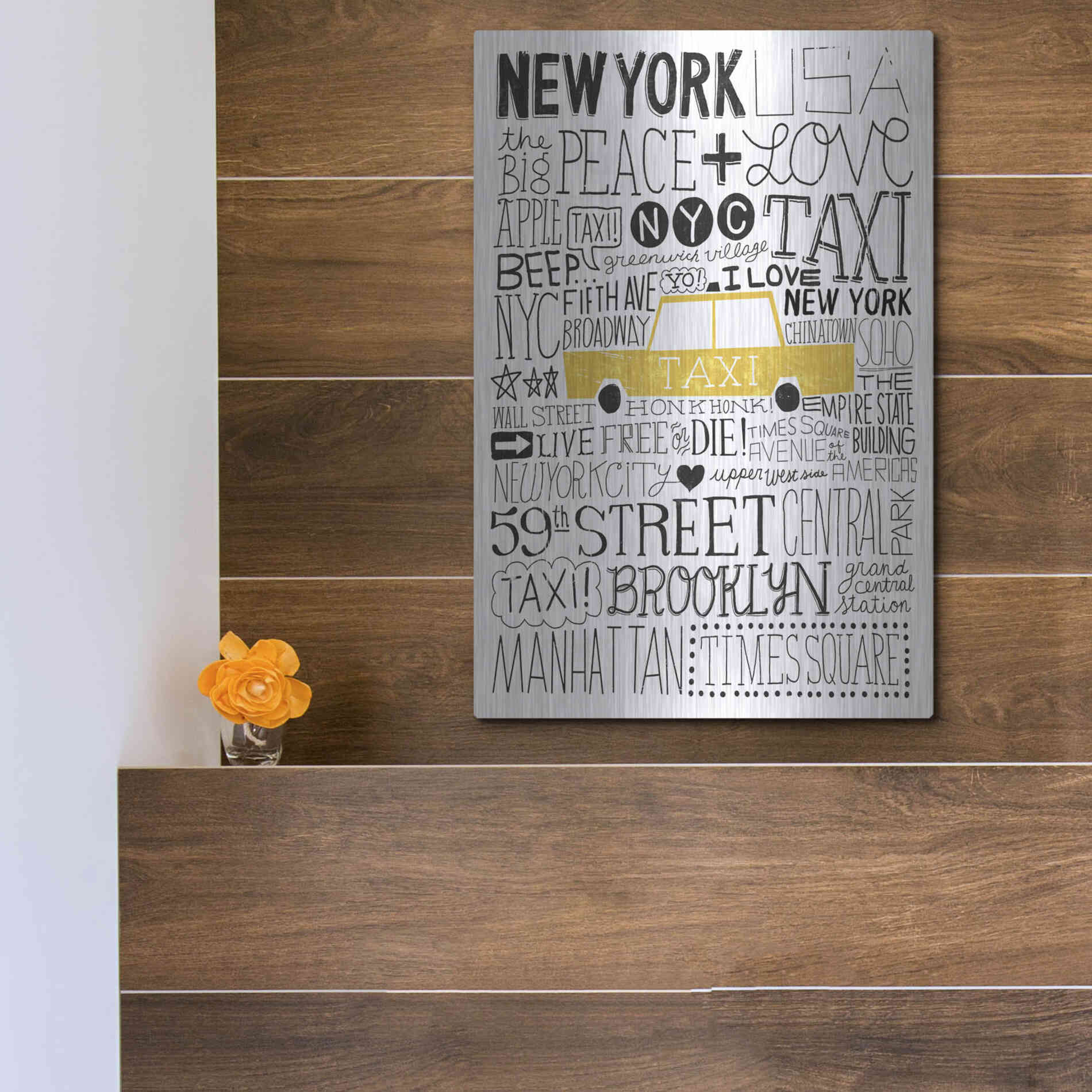 Luxe Metal Art 'Iconic NYC III' by Michael Mullan, Metal Wall Art,12x16