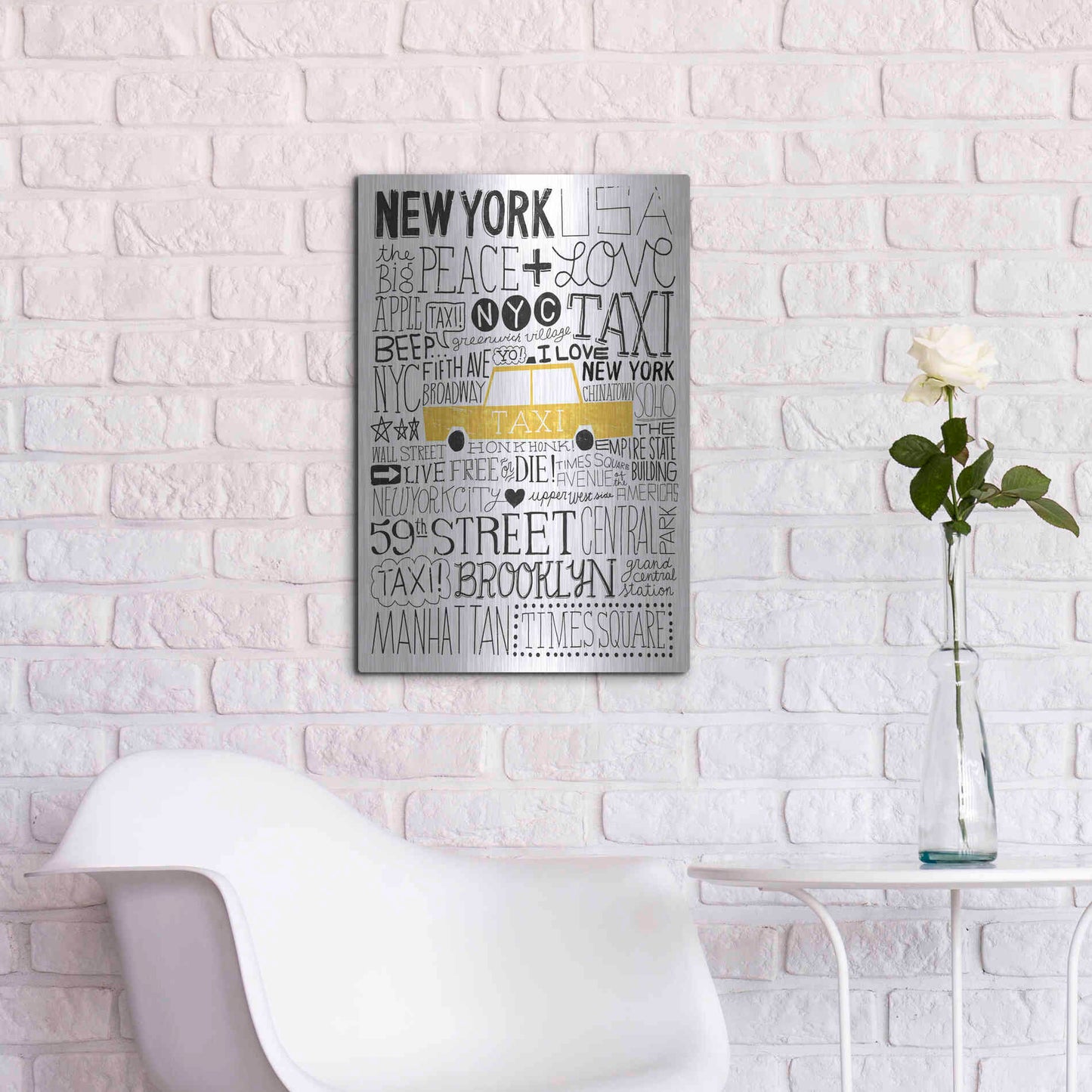 Luxe Metal Art 'Iconic NYC III' by Michael Mullan, Metal Wall Art,16x24