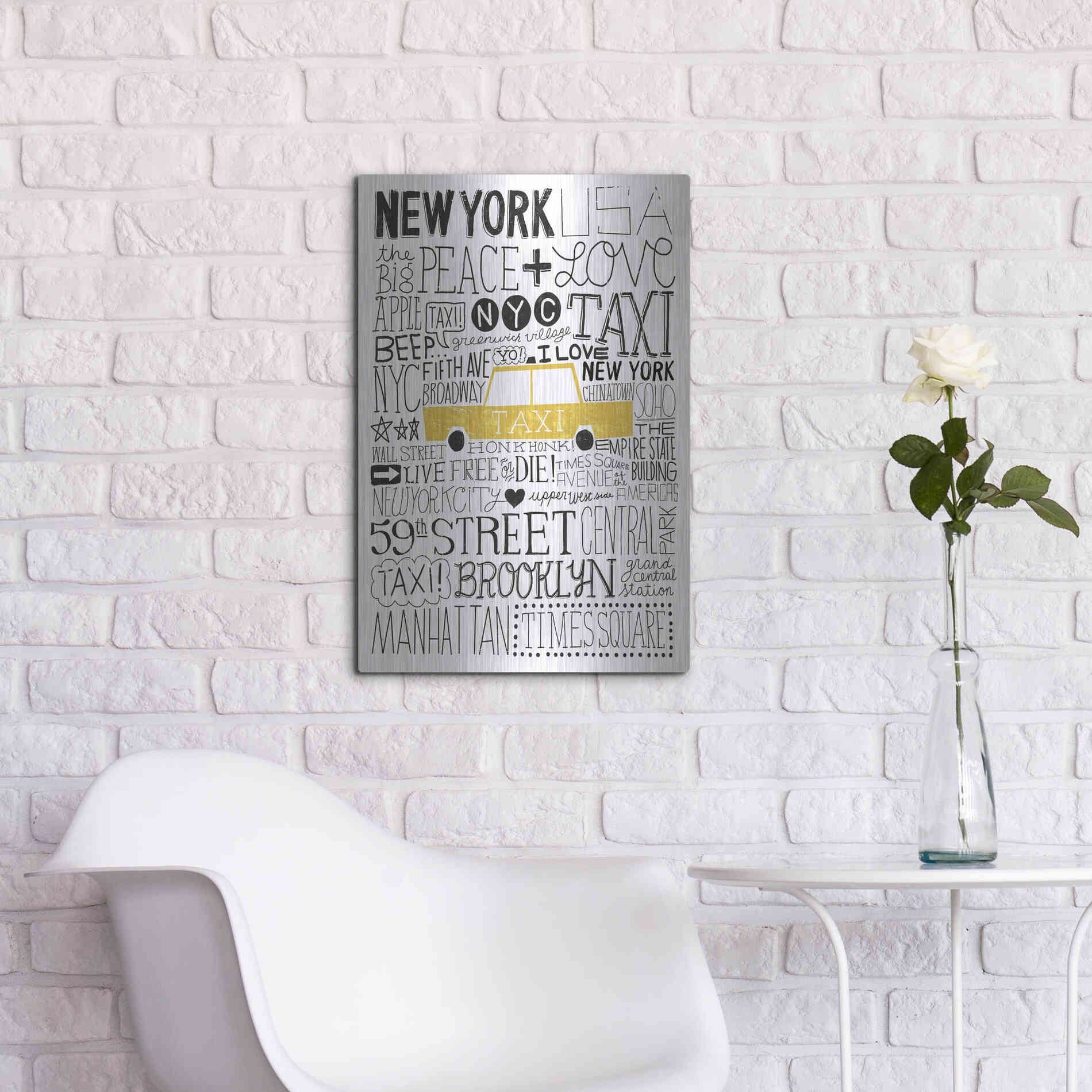 Luxe Metal Art 'Iconic NYC III' by Michael Mullan, Metal Wall Art,16x24