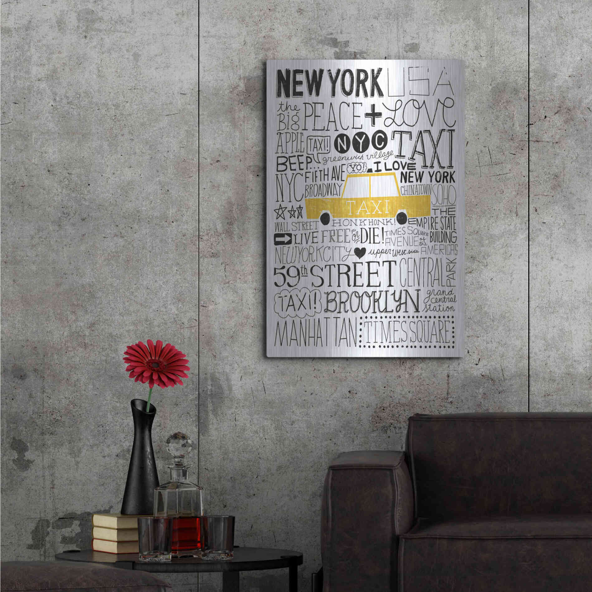 Luxe Metal Art 'Iconic NYC III' by Michael Mullan, Metal Wall Art,24x36