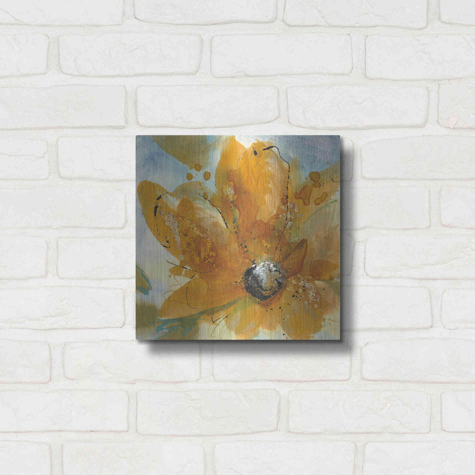 Luxe Metal Art 'Amber Gold I' by Chris Paschke, Metal Wall Art,12x12