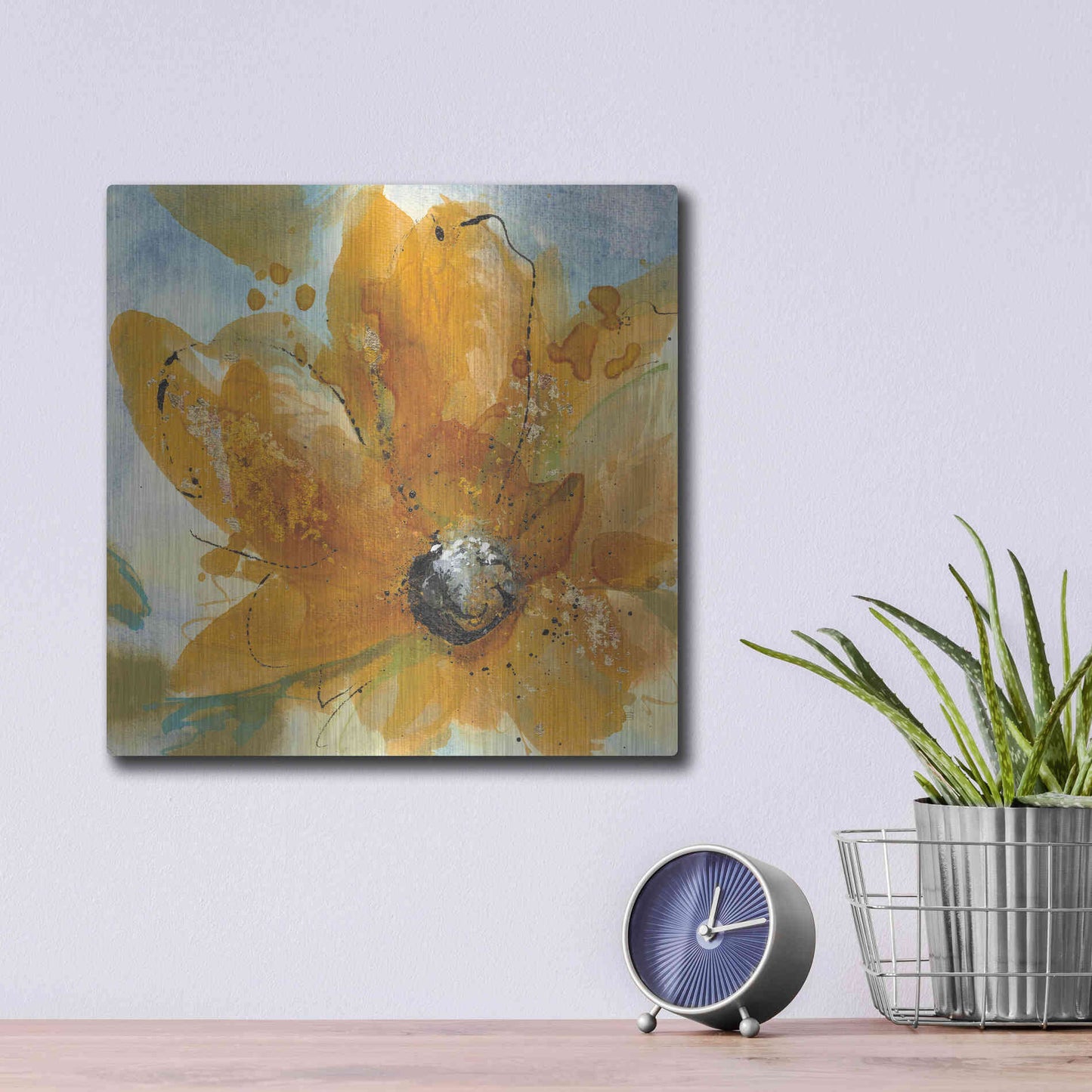 Luxe Metal Art 'Amber Gold I' by Chris Paschke, Metal Wall Art,12x12