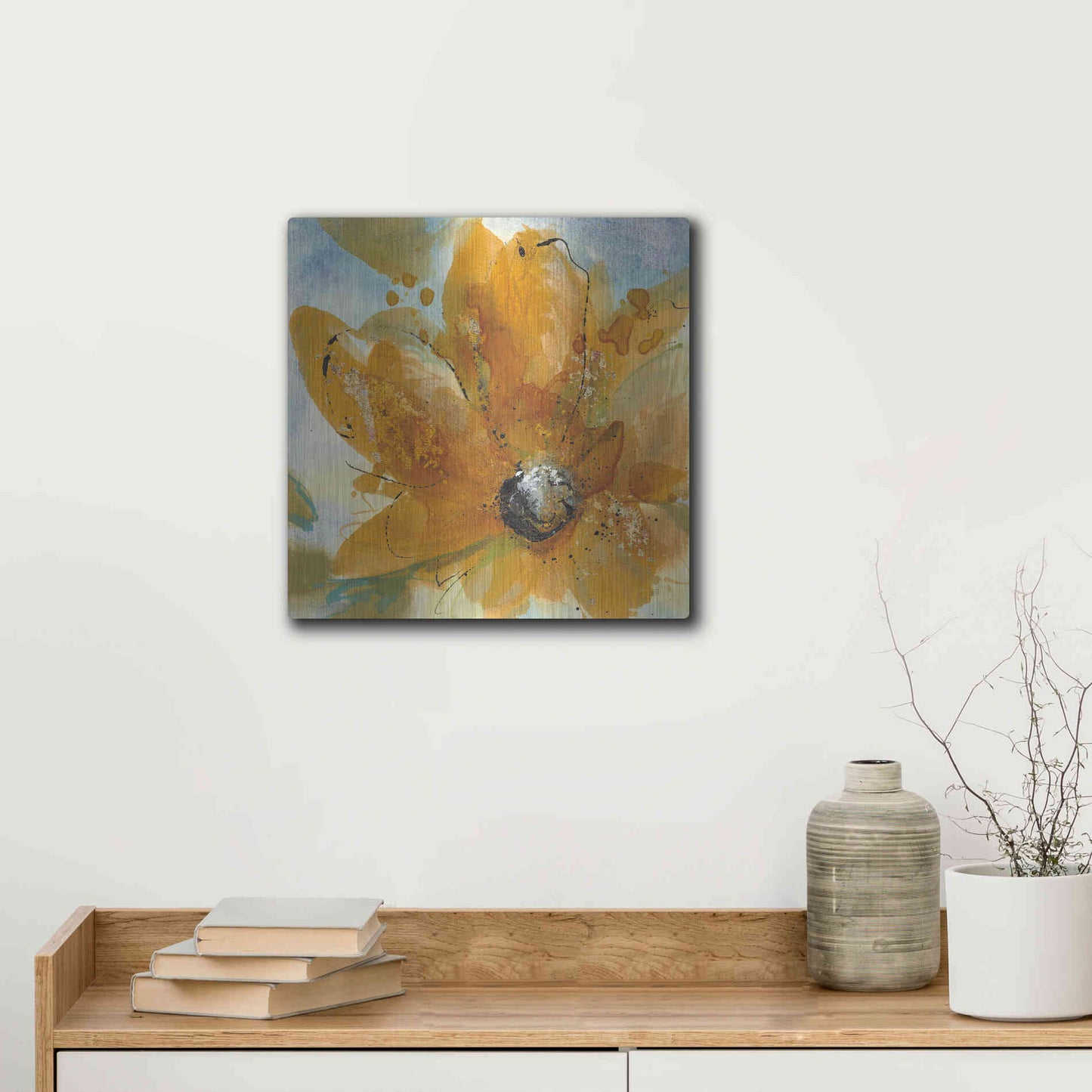 Luxe Metal Art 'Amber Gold I' by Chris Paschke, Metal Wall Art,12x12