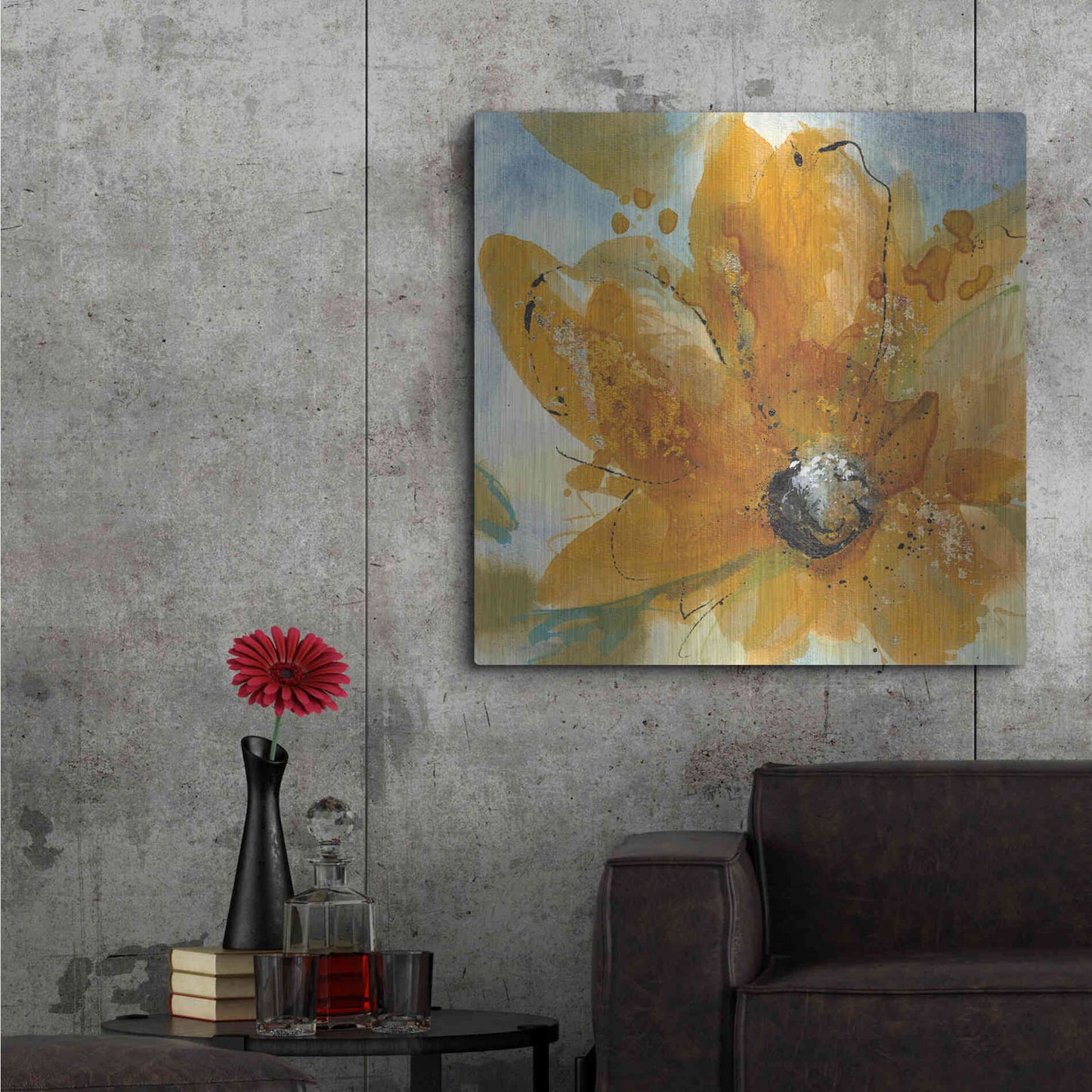 Luxe Metal Art 'Amber Gold I' by Chris Paschke, Metal Wall Art,36x36