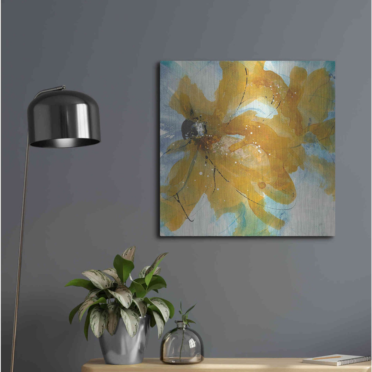 Luxe Metal Art 'Amber Blue II' by Chris Paschke, Metal Wall Art,24x24