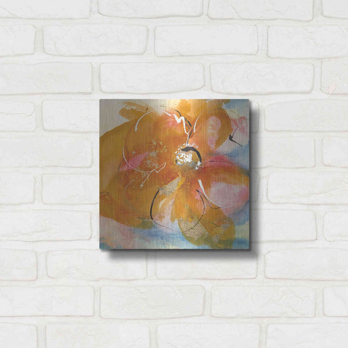 Luxe Metal Art 'Amber Wash Flower I' by Chris Paschke, Metal Wall Art,12x12