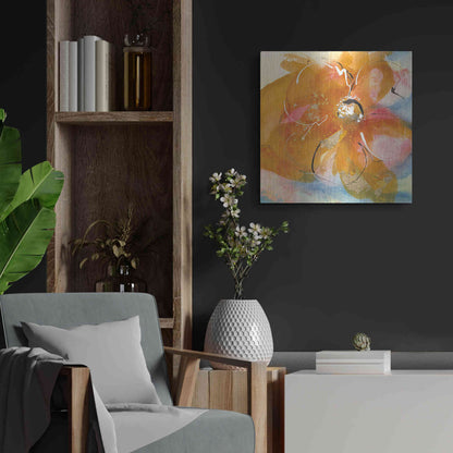 Luxe Metal Art 'Amber Wash Flower I' by Chris Paschke, Metal Wall Art,24x24