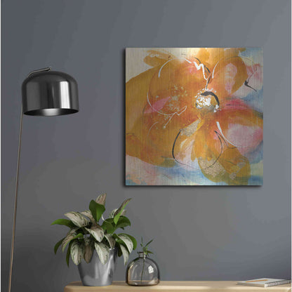 Luxe Metal Art 'Amber Wash Flower I' by Chris Paschke, Metal Wall Art,24x24