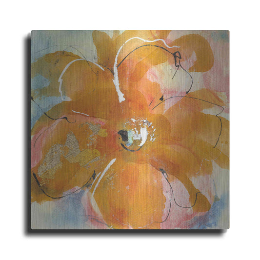 Luxe Metal Art 'Amber Wash Flower II' by Chris Paschke, Metal Wall Art