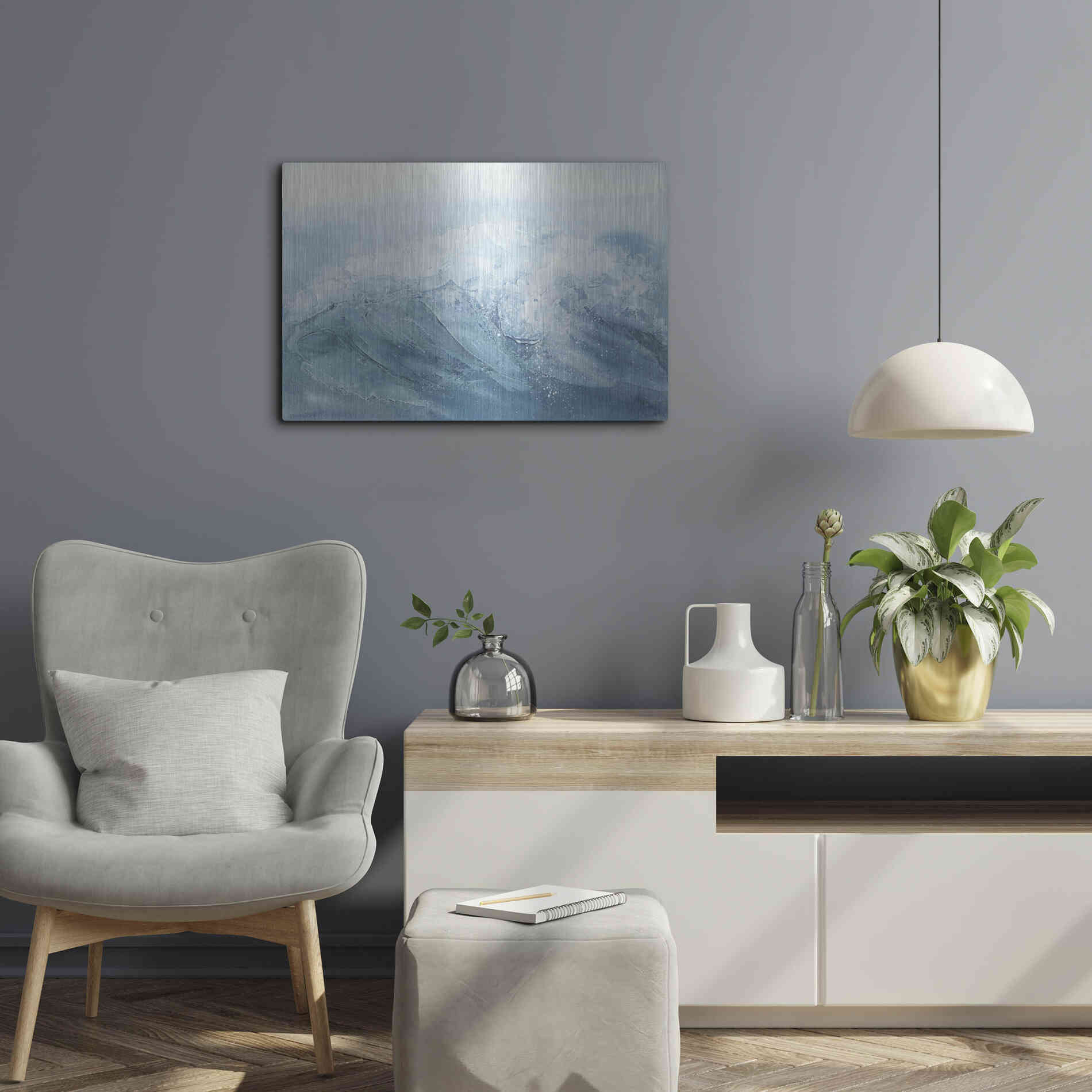 Luxe Metal Art 'Waves I' by Chris Paschke, Metal Wall Art,24x16