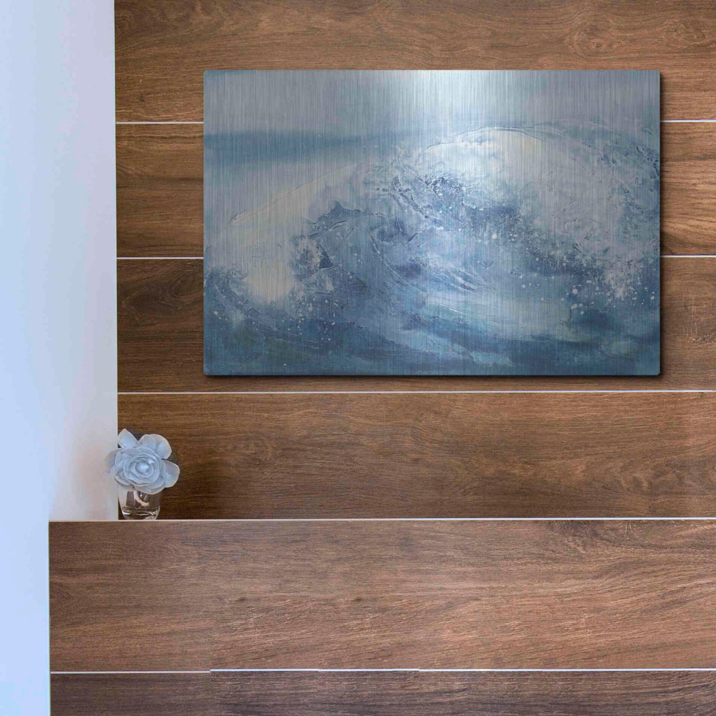 Luxe Metal Art 'In the Blue IV' by Chris Paschke, Metal Wall Art,16x12