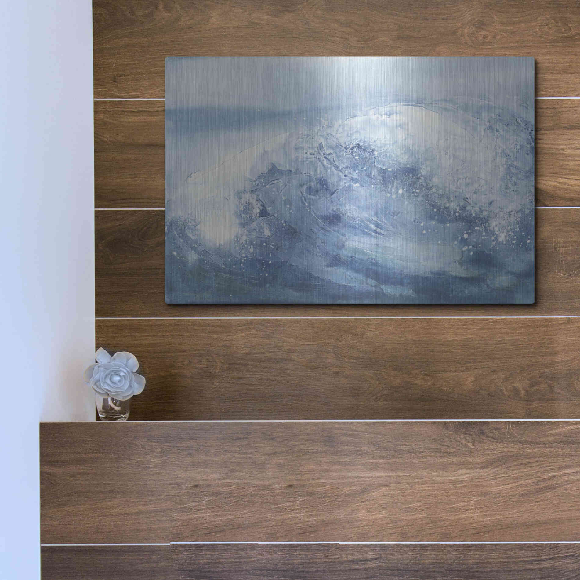 Luxe Metal Art 'In the Blue IV' by Chris Paschke, Metal Wall Art,16x12