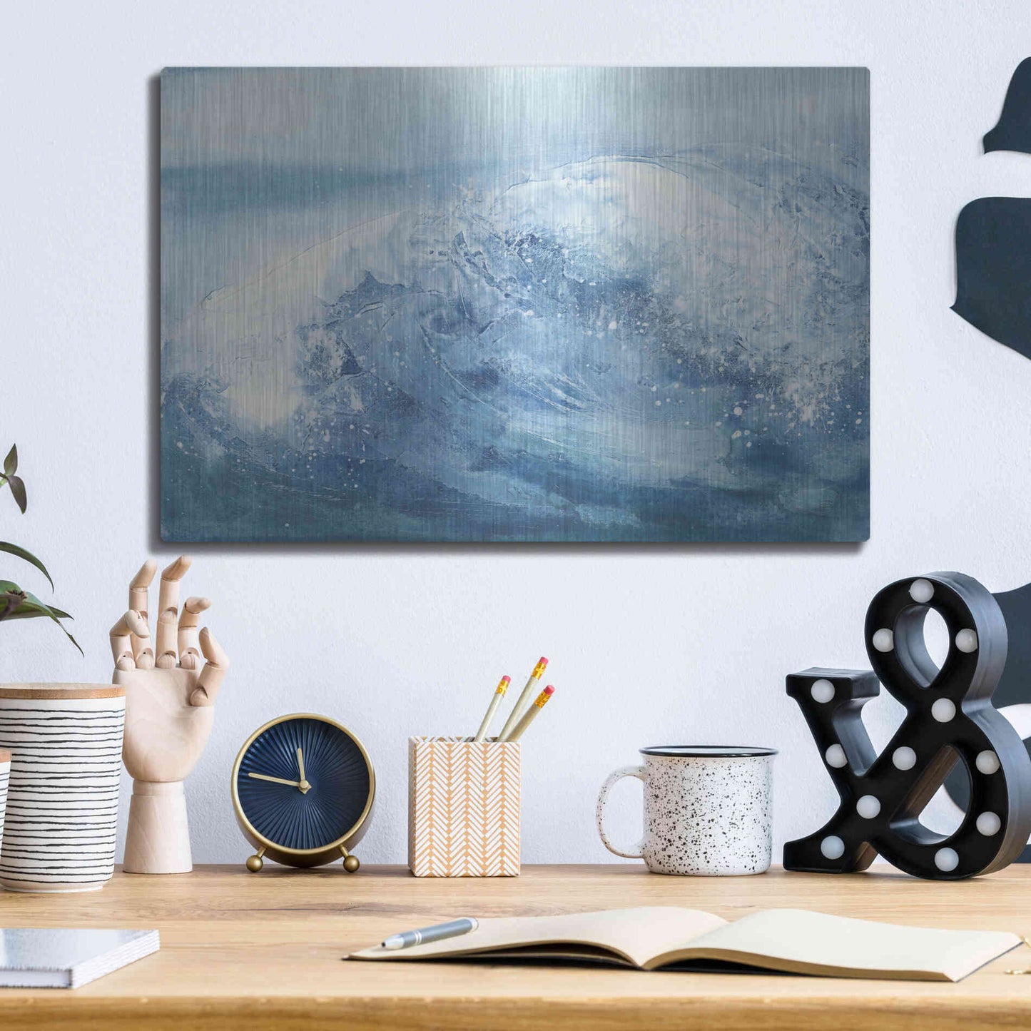 Luxe Metal Art 'In the Blue IV' by Chris Paschke, Metal Wall Art,16x12