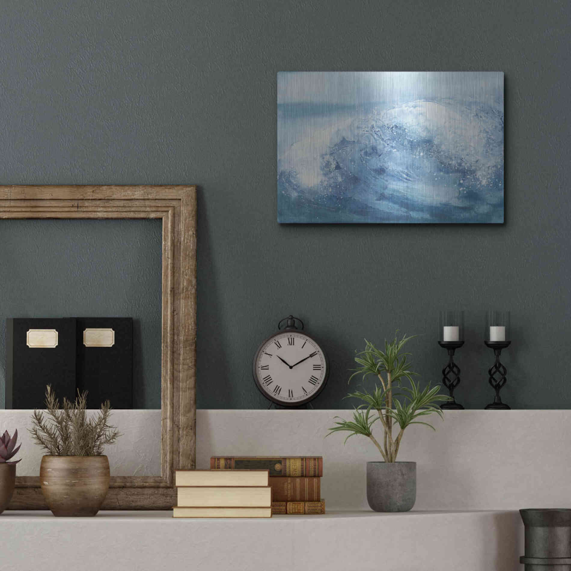 Luxe Metal Art 'In the Blue IV' by Chris Paschke, Metal Wall Art,16x12