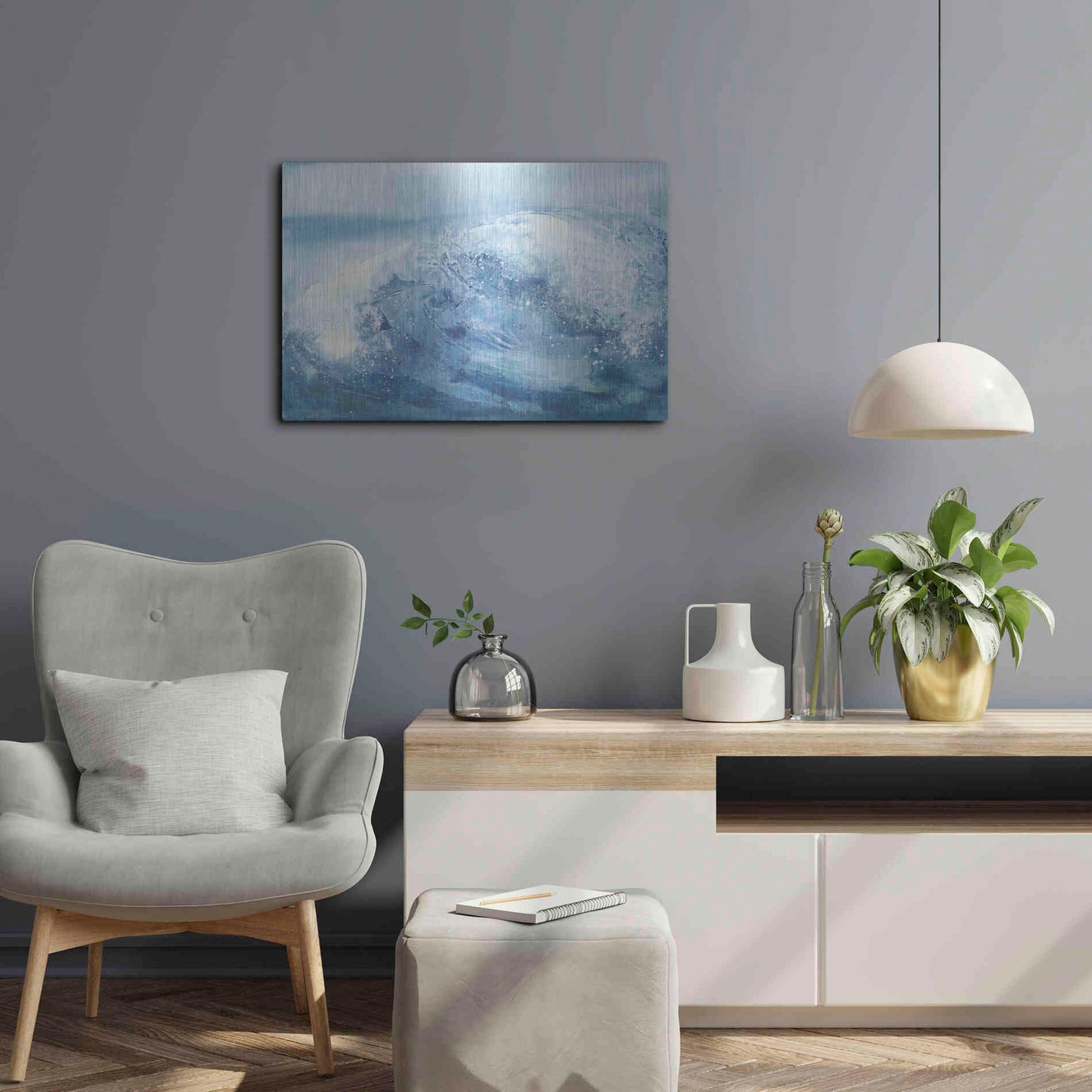 Luxe Metal Art 'In the Blue IV' by Chris Paschke, Metal Wall Art,24x16