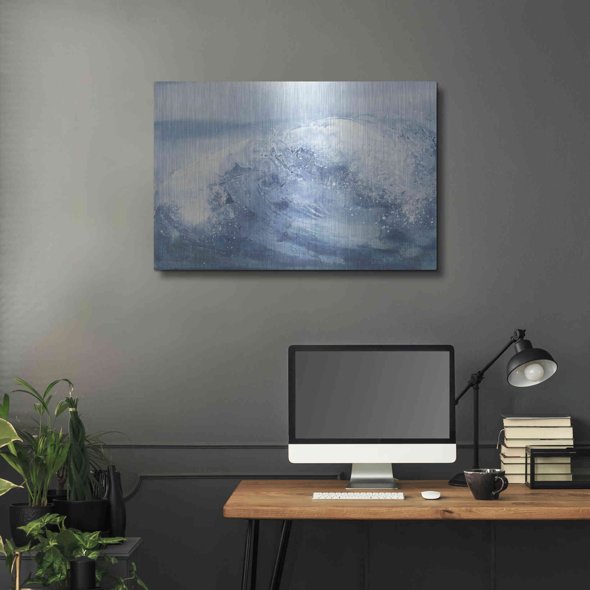 Luxe Metal Art 'In the Blue IV' by Chris Paschke, Metal Wall Art,36x24