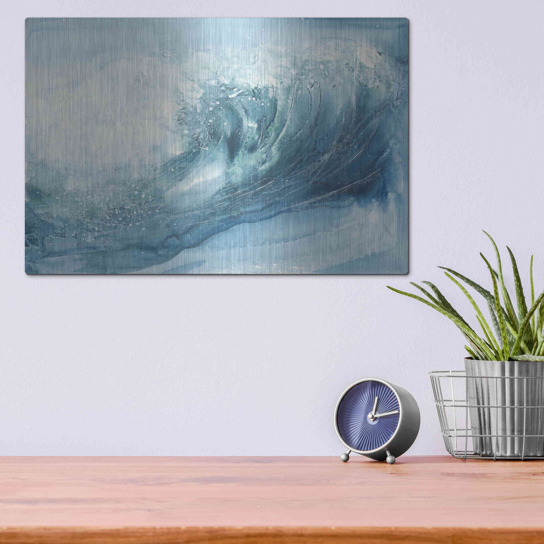 Luxe Metal Art 'In the Blue VI' by Chris Paschke, Metal Wall Art,16x12