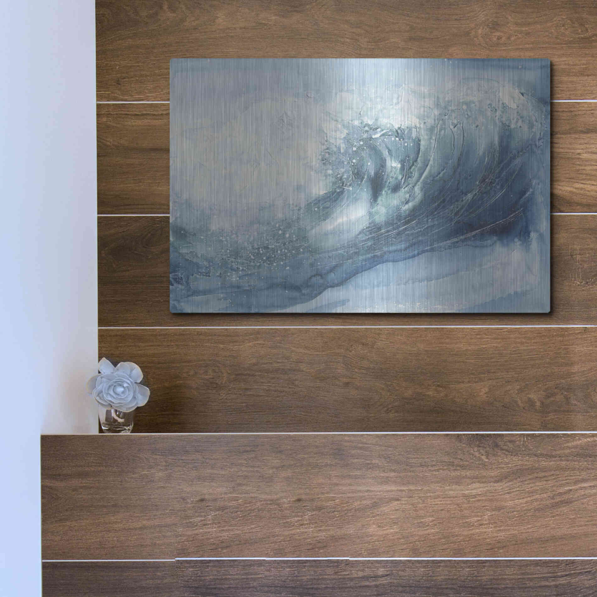 Luxe Metal Art 'In the Blue VI' by Chris Paschke, Metal Wall Art,16x12