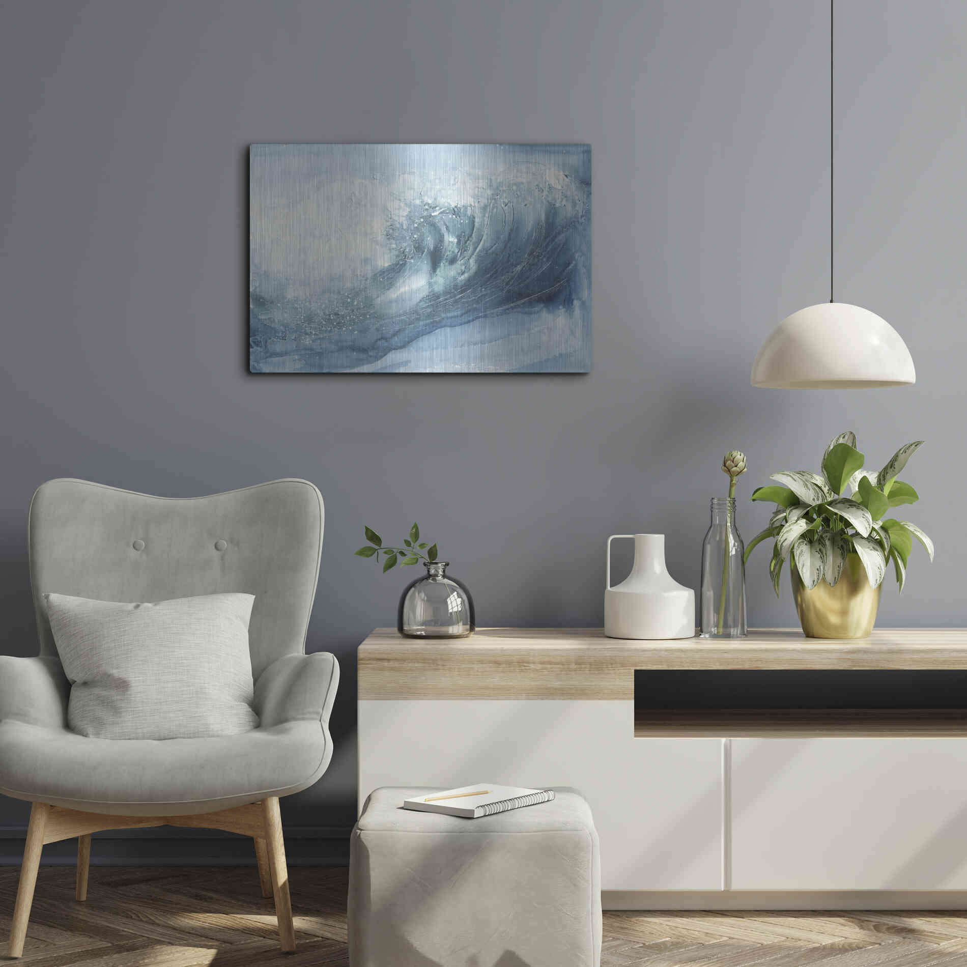 Luxe Metal Art 'In the Blue VI' by Chris Paschke, Metal Wall Art,24x16