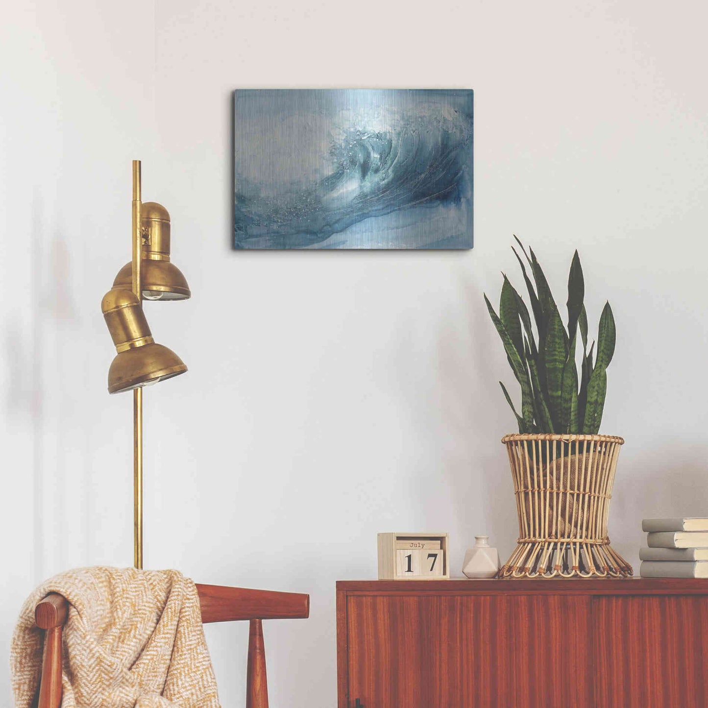 Luxe Metal Art 'In the Blue VI' by Chris Paschke, Metal Wall Art,24x16