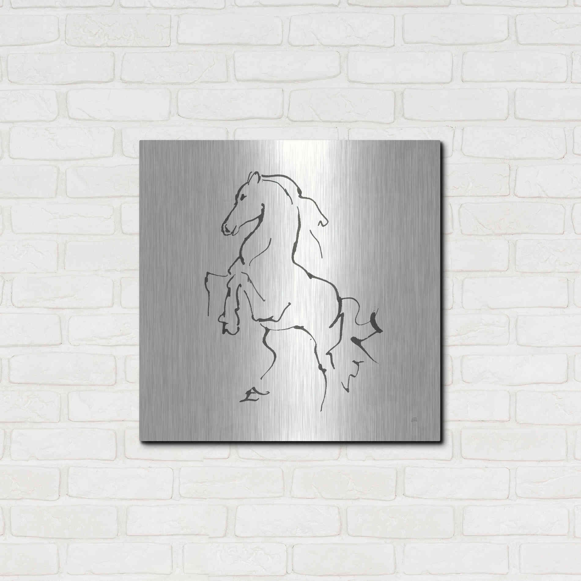 Luxe Metal Art 'Line Horse I' by Chris Paschke, Metal Wall Art,24x24