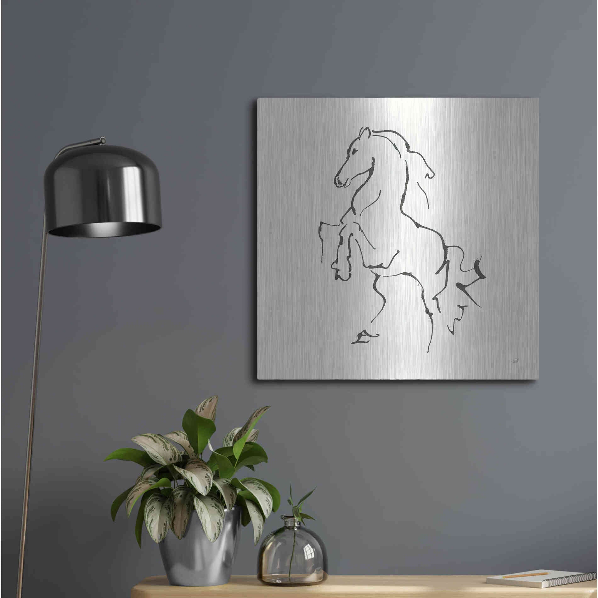Luxe Metal Art 'Line Horse I' by Chris Paschke, Metal Wall Art,24x24