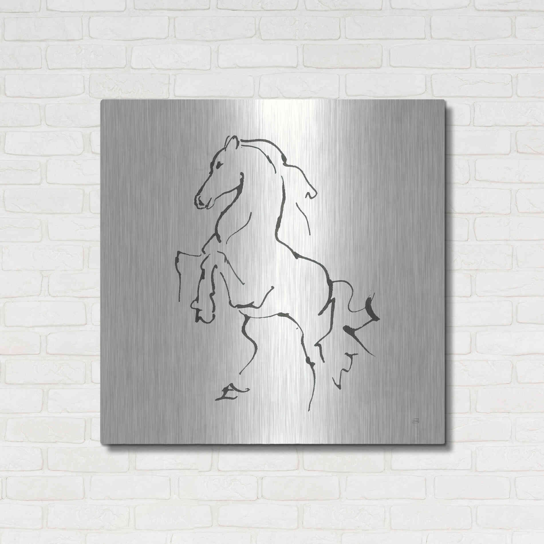 Luxe Metal Art 'Line Horse I' by Chris Paschke, Metal Wall Art,36x36