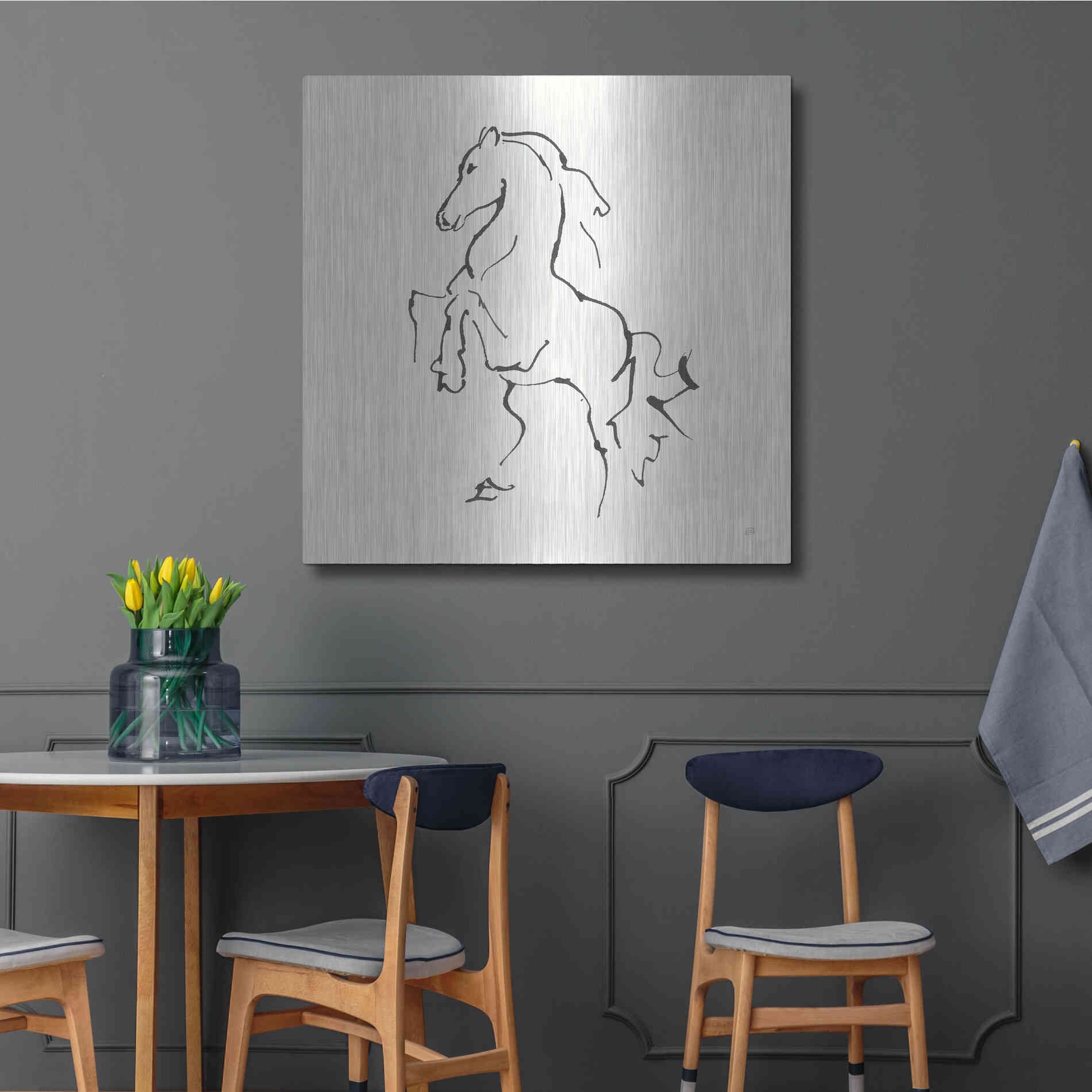 Luxe Metal Art 'Line Horse I' by Chris Paschke, Metal Wall Art,36x36