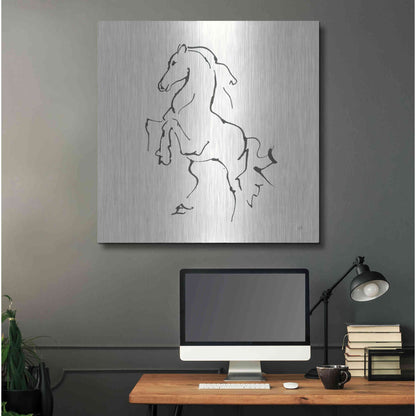 Luxe Metal Art 'Line Horse I' by Chris Paschke, Metal Wall Art,36x36