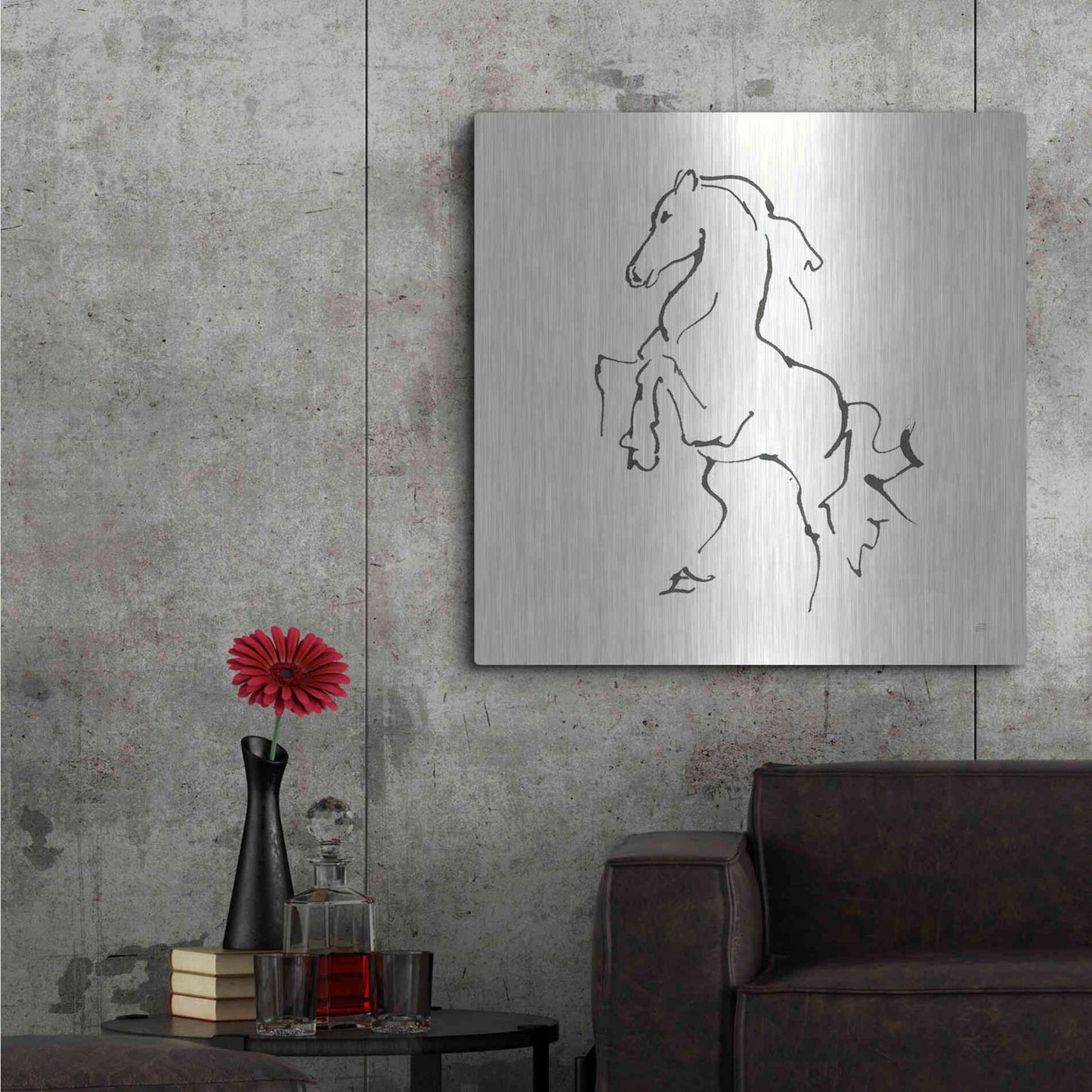 Luxe Metal Art 'Line Horse I' by Chris Paschke, Metal Wall Art,36x36