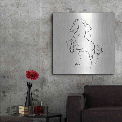 Luxe Metal Art 'Line Horse I' by Chris Paschke, Metal Wall Art,36x36